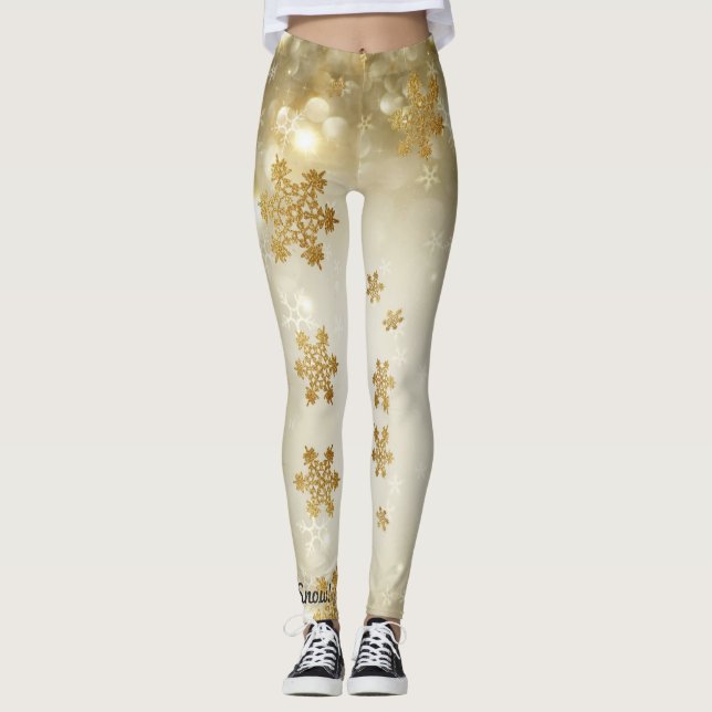 Let It Snow Leggings Snowflakes Custom Cute Pants (Front)