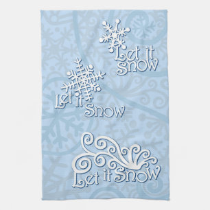 Let it Snow Light Blue Kitchen Towel