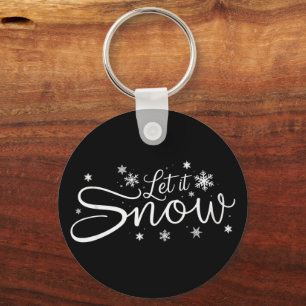Let It Snow Lover Snowflake Holiday Merry Xmas Key Ring
