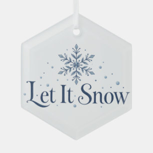 Let It Snow Minimalist Snowflake Christmas Ornamen Glass Tree Decoration