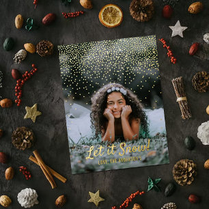 Let It Snow! Modern Photo Christmas Real Foil Foil Holiday Card