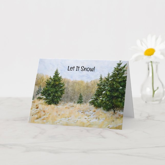 Let It Snow Nature Trees Holiday Christmas Card (Small Plant)