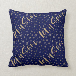 Let It Snow Navy & Gold Starry Night Chrismas Cushion