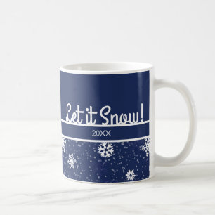 Let it Snow, Navy Snowflake Coffee Mug