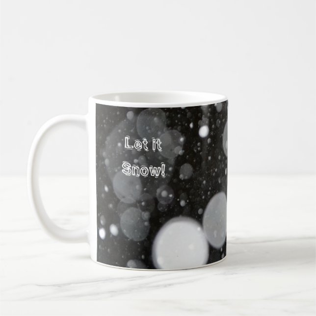 Let it Snow on a Snowy Background Coffee Mug (Left)