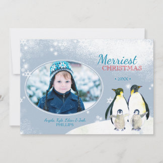Let It Snow! Penguin Family Holiday Photo Card