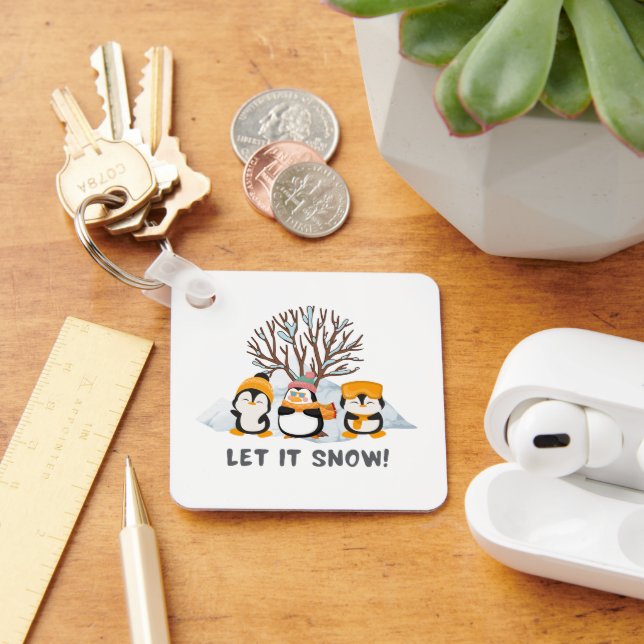 Let It Snow penguins Key Ring (Desk)