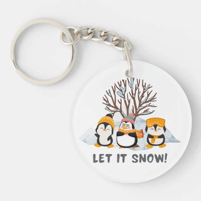 Let It Snow penguins  Key Ring (Front)