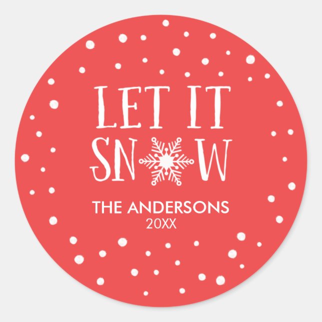 Let It Snow Personalised Christmas Stickers (Front)