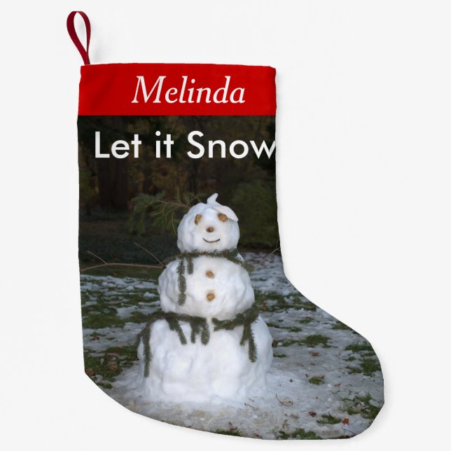 Let it Snow Personalised Name Snowman Stockings (Front)