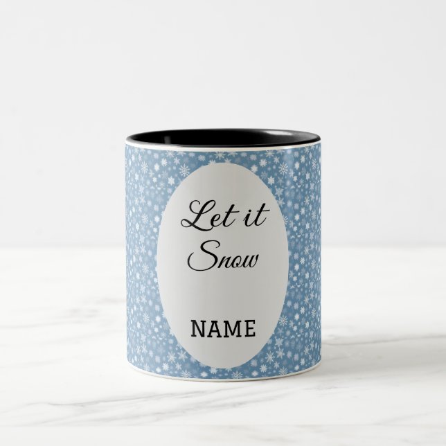  Let It Snow: Personalized Winter  Two-Tone Coffee Mug (Center)