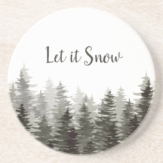 Let It Snow Pine Trees Coaster (Front)