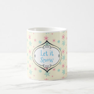 Let it Snow Pink And Blue Snowflake Pattern Coffee Mug
