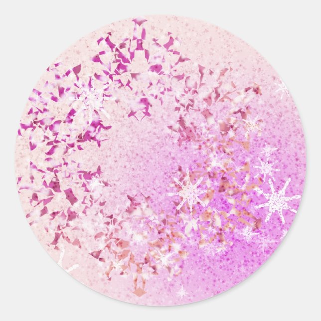Let it Snow Pink Classic Round Sticker (Front)
