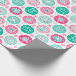 Let It Snow Pink Teal Snowflakes Wrapping Paper<br><div class="desc">This snowflakes wrapping paper has a beautiful pink and teal Snowflakes holiday pattern. This pattern has three sayings “Merry & Bright”, "Let it Snow" and “Feeling Frosty” in pretty scrolling script font. There are 11 different snowflakes with 3 pink and 3 teal colours. You can make the pattern on the...</div>