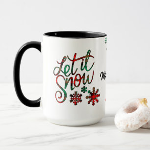 Let It Snow Plaid Christmas Mug