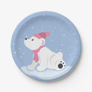 Let It Snow! (Polar Bear Cub) Paper Plate