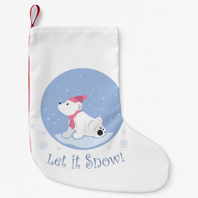 Let It Snow! (Polar Bear Cub) Small Christmas Stocking (Front)