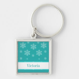 Let it Snow Premium Keychain, Aqua Key Ring