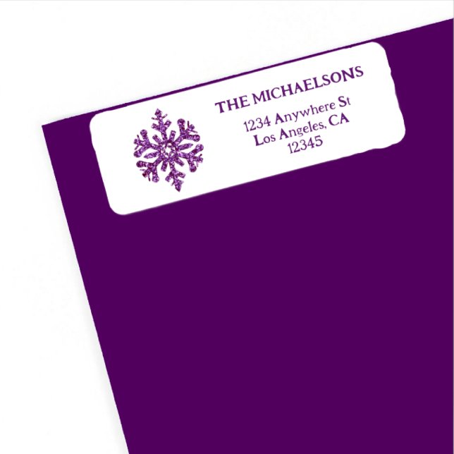 Let It Snow Purple Snowflake Return Address Label (Creator Uploaded)