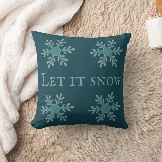 Let it snow Quote Snowflake Pattern Christmas Cushion (Blanket)