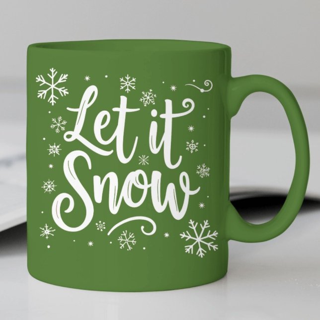Let It Snow Quote with Elegant White Script Mug (Creator Uploaded)