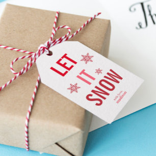 Let it snow Red Christmas Gift Tags