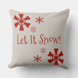 Let It Snow Red Snowflakes Pillow
