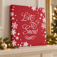 Let it Snow Red Winter Snowflake Square