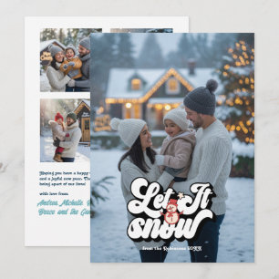 "Let It Snow" Retro Christmas Photo Collage Holiday Card