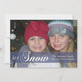 Let It Snow Ribbon Photo Card -blue