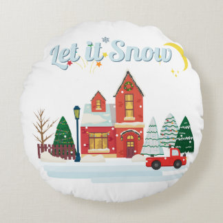 Let It Snow Round Cushion