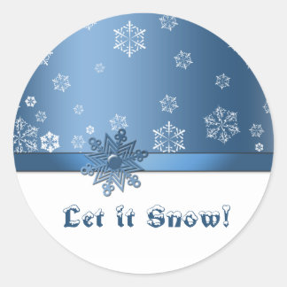 Let it snow! Royal Blue and White Snowflakes Classic Round Sticker