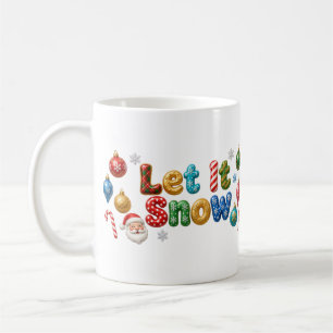 Let It Snow Santa Bauble Snowflake Christmas Coffee Mug