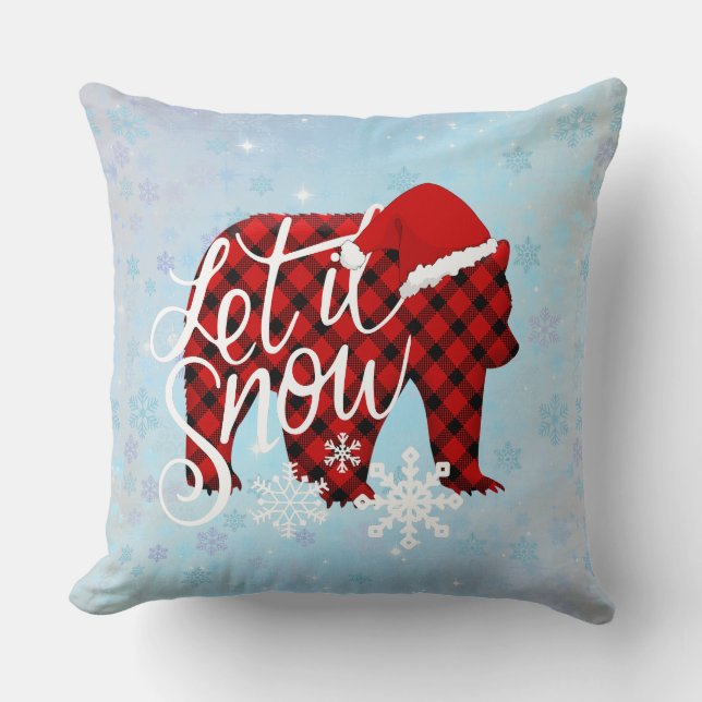 Let it Snow Santa Bear Cute Fun a Christmas Cushion (Front)