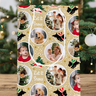 Let it Snow Scottie Dog Fun Custom Photo Gold Medium Gift Bag