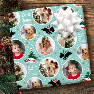 Let it Snow Scottie Dog Fun Custom Photo Mint Wrapping Paper