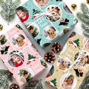 Let it Snow Scottie Dog Fun Custom Photo Set Wrapping Paper Sheet