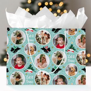 Let it Snow Scottie Dog Fun Photo Mint Christmas Large Gift Bag