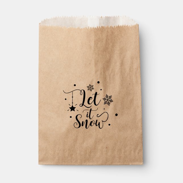 LET IT SNOW Script Winter Christmas Holiday Favour Bag (Front)