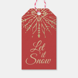 Let it Snow • Shabby Gold Snowflake Winter Holiday Gift Tags