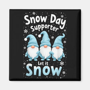 Let It Snow Snow Day Suprter Cute Blue Gnome Xmas  Magnet