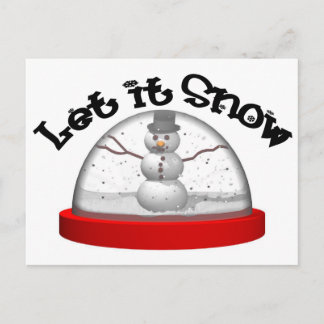 Let It Snow, Snow Globe Holiday Postcard