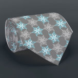 Let It Snow Snowflake Grey Single-Sided Tie<br><div class="desc">Grey with aqua and silver colorway.  Inspired by the vintage icon designs of the forties and fifties this quaint holiday tie features accented snowflakes dancing on a background of tonal snowflakes. These designs come in several colorways.</div>