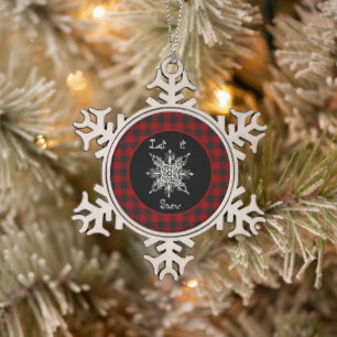 Let it snow snowflake pewter christmas ornament