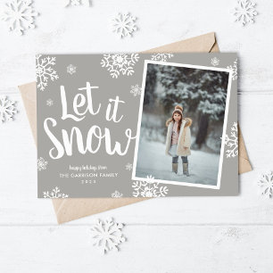 Let It Snow   Snowflake Photo Overlay Holiday Card