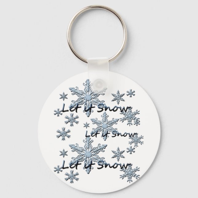 Let It Snow Snowflakes Key Ring (Front)