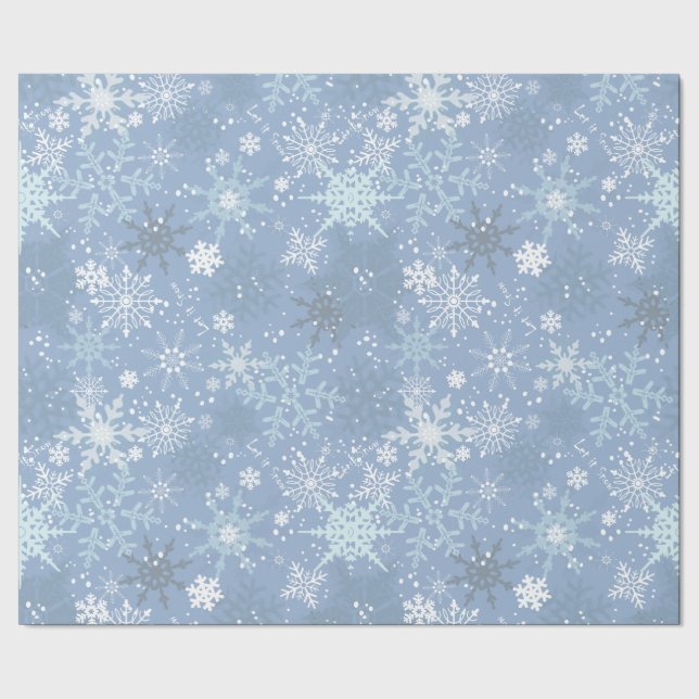 Let it Snow - Snowflakes on Cerulean Blue Wrapping Paper (Seam)