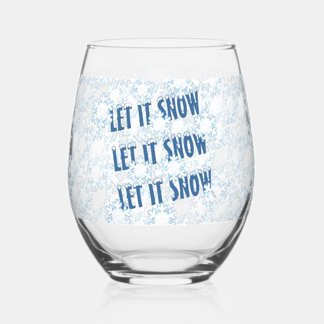 Let it Snow Snowflakes Stemless Wine Glass (Back)