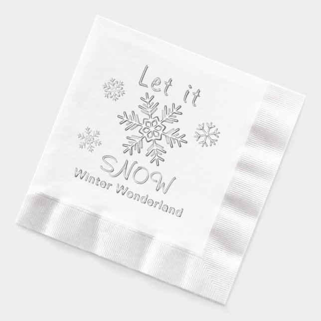Let it Snow Snowflakes Winter Wonderland Foil Napkins (Left)